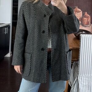 Vintage Grey Striped Wool Jacket